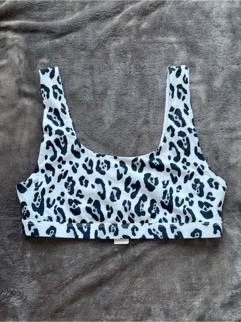 Fabletics Black & White Leopard-Print Scoop Sports Bra